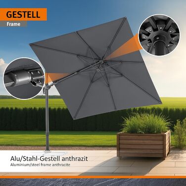 Парасолька від сонця Schneider RHODOS TWIST, 300 x 300 см, антрацит