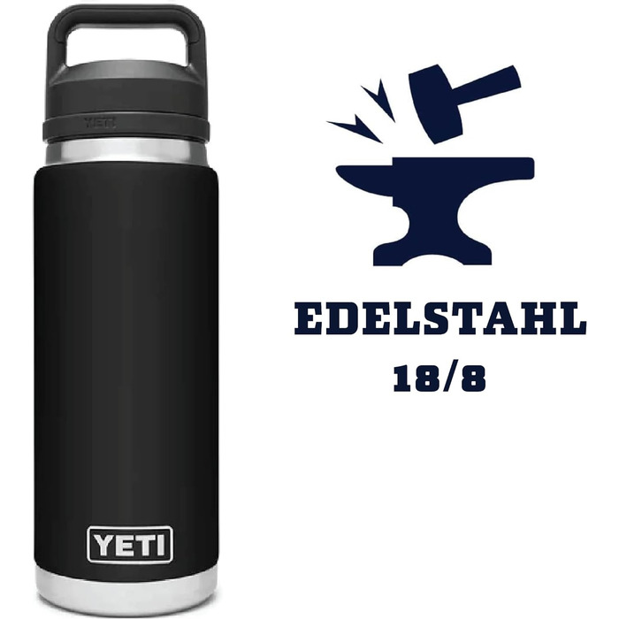 Пляшка YETI Rambler із кришкою Chug Cap, чорна, 26 унцій (760 мл)