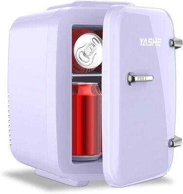 Міні-холодильник YASHE, 4 літри: для косметики, напоїв, 220V AC/ 12V DC, термоелектричне охолодження та нагрівання, для спальні, офісу, гуртожитку, авто (фіолетовий)
