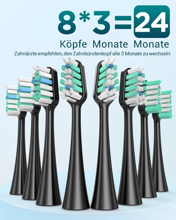 Електрична зубна щітка звукового типу для дорослих та дітей з 8 насадок та 5 режимами. 90 днів роботи від акумулятора, таймер 2 хвилини, дорожній футляр