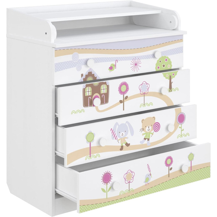 Комод-пеленальник Shefa Kids 800 білий - якісний комод з пеленальним столиком для дитячої кімнати