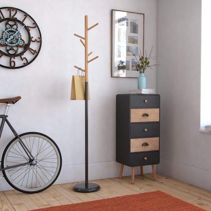 Вешалка для прихоже Versa Malmö – мінімалістична, чорна, з 9 гачками (171 x 28 x 28 см)