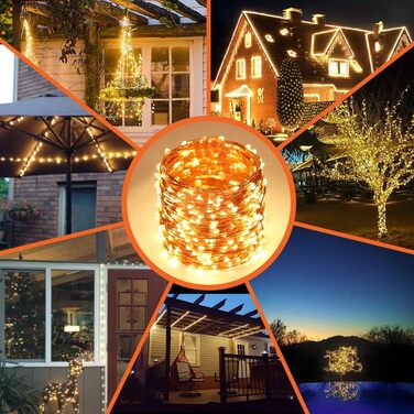 LED гірлянда на батарейках 50м, 500 LED, мідний дріт, зірочки, диммування, пульт, для декору, різдвяні вогні, водонепроникна, для саду, тераси, кімнати