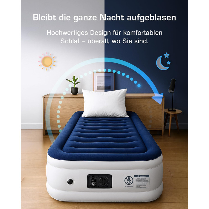 Надувне ліжко Active Era Luxus для 2 осіб з електричним насосом та інтегрованим подушкою. Розмір 200 x 150 x 36.5 см. Підходить для кемпінгу та як гостьове ліжко.