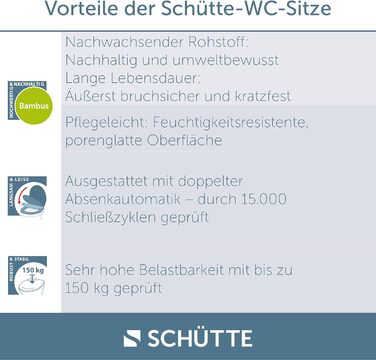 Сидіння для унітазу SCHTTE BAMBOO, сидіння для унітазу з масиву бамбука, екологічно чисте сидіння для унітазу з дерева, сидіння для унітазу з деревини бамбука, підходить для всіх наявних у продажу унітазів, максимальне навантаження на сидіння 150 кг (з ме