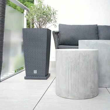 Пластиковий горщик Prosperplast з ротангу, 26.5 x 26.5 x 50 см, антрацит, для дому та саду