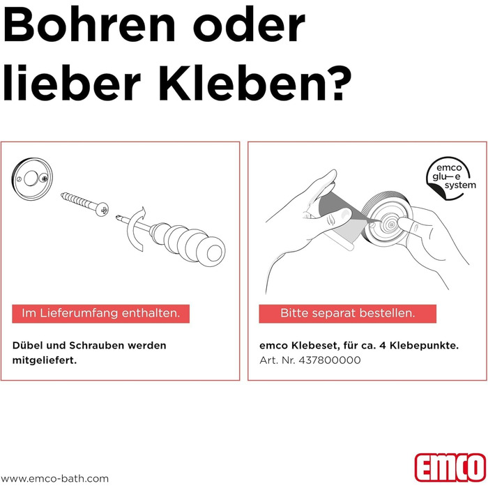 Тримач для рушників Emco Round 2-х секційний настінний, металевий, хром