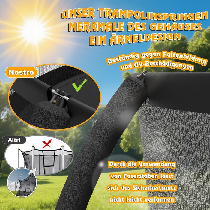 Батут садовий Devoko з сіткою та баскетбольним кільцем, діаметр 305 см, до 150 кг - для дітей та дорослих, чорний