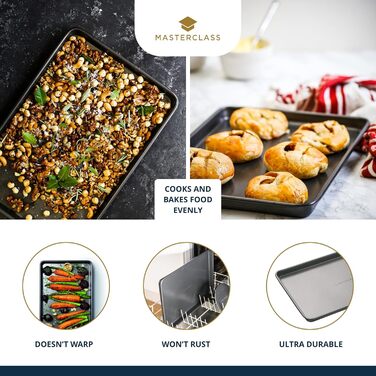 Форма для випікання хліба MasterClass 900г з антипригарним покриттям PTFE, PFOA та BPA-free, з вуглецевої сталі 1 мм, 23x13 см, з захисним чохлом, сіра