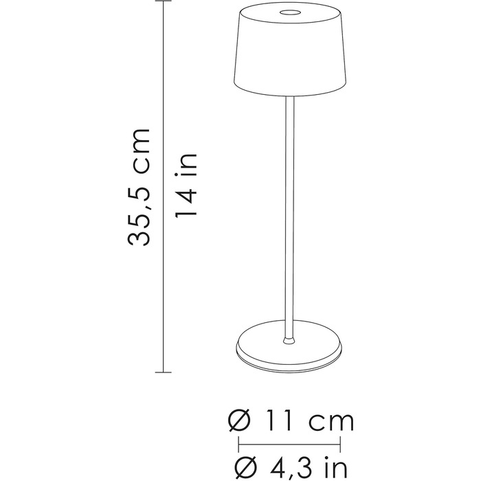 LED-лампа Zafferano Olivia, регулювання яскравості, IP65, для внутрішнього та зовнішнього використання, Micro-USB, висота 35.5 см, білий колір