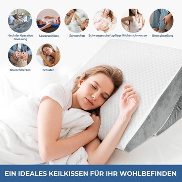 Регульована ортопедична подушка-клин з валком для шиї, подушка для читання та підтримки спини з пінополіуретану високої щільності для ліжка та дивана