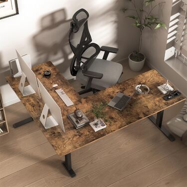 Електричний кутовий стіл BEXEVUE з регулюванням висоти 160x140 см, 3 функції пам'яті, антиколізійна технологія, ергономічний, коричневий