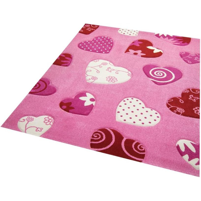 Килимок мрії Дитячий килимок Серця Дитячий килимок для дівчинки в рожевому кремовому червоному кольорі розмір (80 х 150 см)