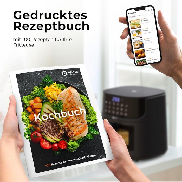 Фритюрниця Balter Airfryer HL-551T 5.5 л, чорна: 12 програм, 100 рецептів, з вікном