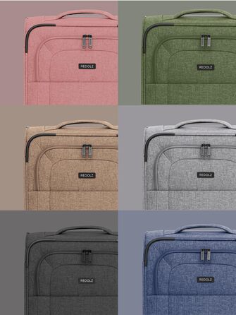 Набір валіз REDOLZ 3 шт. для жінок та чоловіків | Легкі та стійкі дорожні валізи з високоякісним softcase, 4 подвійні колеса, TSA-замок, розширювані (Essentials 12) Оливковий колір