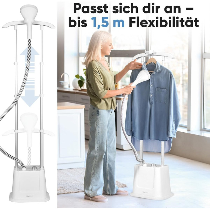 Clatronic® Вертикальний відпарювач | Швидкий старт | Знімний резервуар 1,2 л | До 60 хв. роботи | 1600 Вт | Відпарювач | 3 режими | Для делікатних тканин | TDC 3809 білий