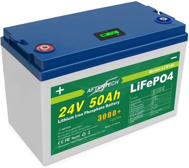 Літій-залізо-фосфатна батарея AFTERTECH Lifepo4 24 В 50 Ач, 3000 циклів, 1280 Втгод