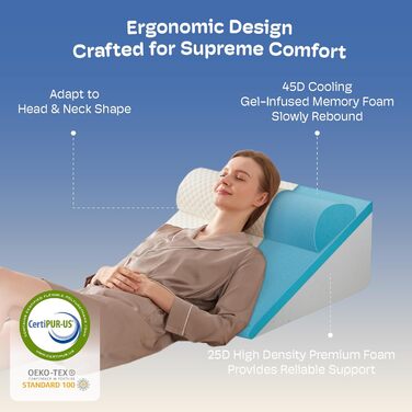 Набір з 4 подушок-валиків ортопедичних з Memory Foam для спини, для сну після операції, з підголовником (7,5 см)