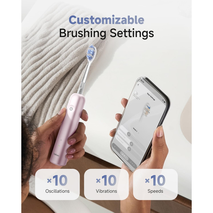 Електрична зубна щітка Laifen Wave Pro Рожева (Алюміній) з 6 режимами, акумулятором на 70 днів та контролем тиску