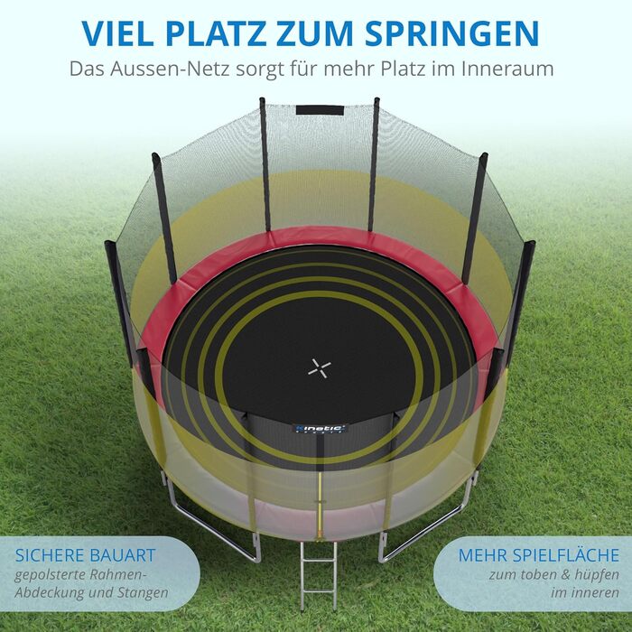 Батут вуличний KINETIC SPORTS Salto Plus Ø 244 см рожевий: з сіткою, драбиною та захисним покриттям для дітей