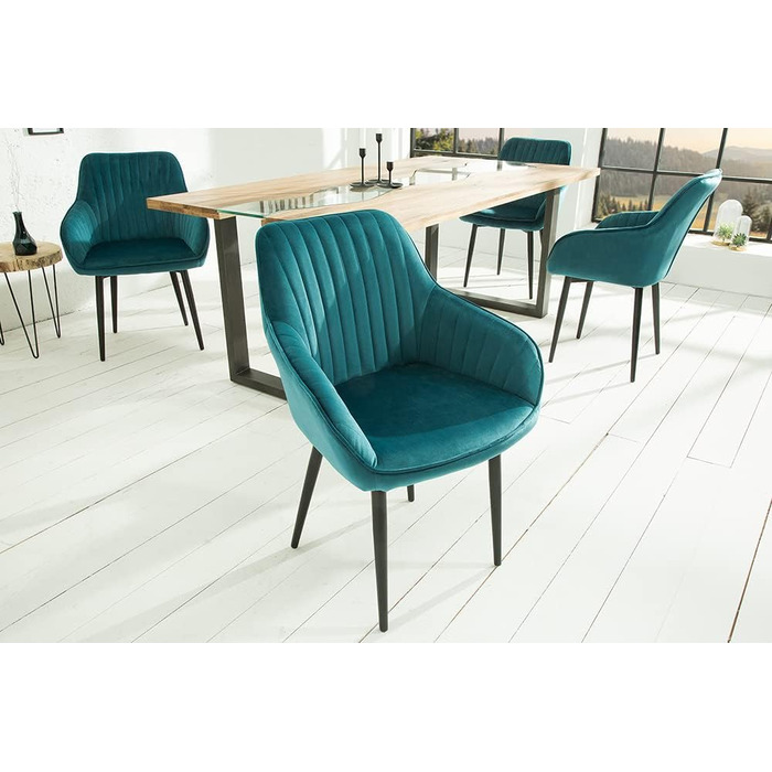 Стілець Riess-Ambiente Design Turin Velvet Turquoise з підлокітником Обіднє та конференц-крісло