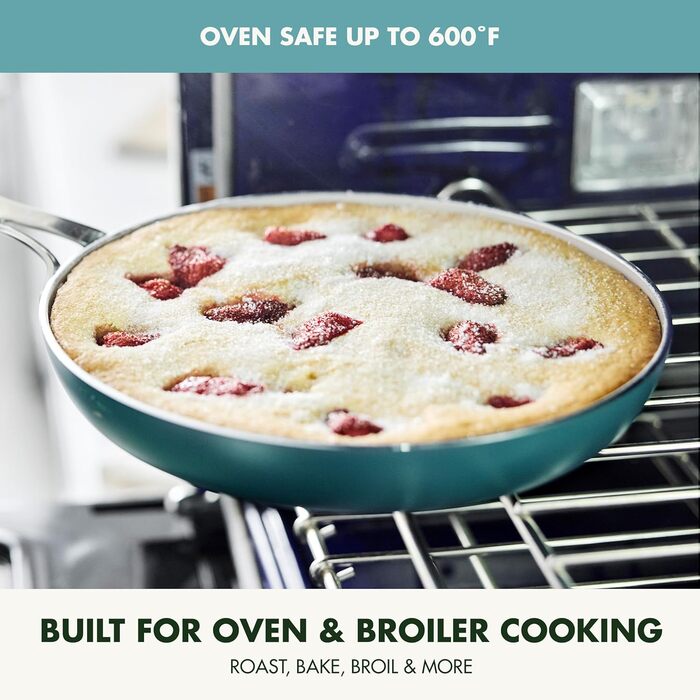 Набір кухонного посуду GreenPan Nova 10 предметів: каструлі та сковорідки, антипригарне покриття без PFAS, для смаження, тушкування, супів, з кришками та інструментами, блакитний (3-Piece Cookware Set)