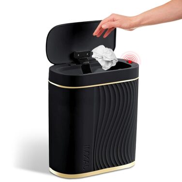 Автоматичний сміттєвий бак Schwarz 8L з сенсором, 8 літрів, чорний - для ванної кімнати, кухні, безшумний, герметичний, з датчиком