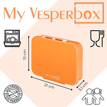 Ланч-бокс My Vesperbox Bia - Bento Box Children - Посилене закриття - Герметичний і не містить BPA - Надзвичайно міцний  - Ідеально підходить для дитячого садка та школи (абрикосовий)