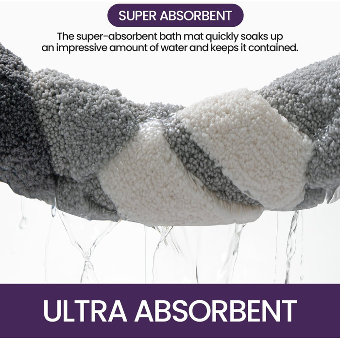 Двопакетні килимки для ванної кімнати DEXI, 40 x 60 см, антиковзаючі, м'які, швидковисихаючі, сірі (2 шт.)