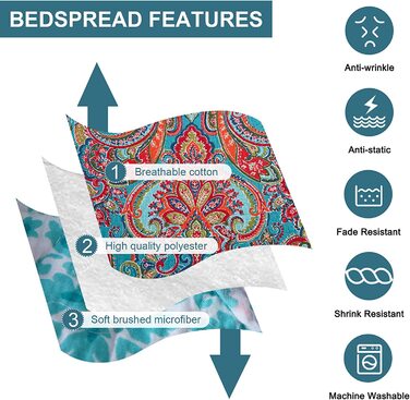 Покривало для односпального ліжка 150 х 200 см покривало для дивана 140 х 200 см кольорове бавовняне ковдру в стилі бохо (230 х 250 см 2 х 50 х 70 см)