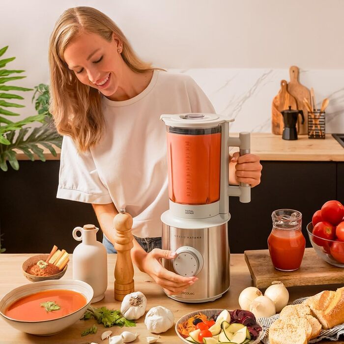 Стаціонарний блендер Cecotec Grand Katana 2700MAX Total Destroy Screen - 2700W, цифровий дисплей, 1.8л скляний глечик (білий)