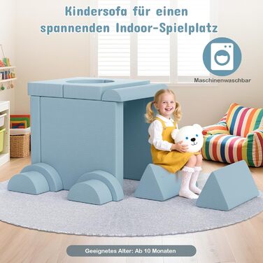 Дитяче ігрове диван-крісло, 15-ти частинний модульний диванчик для дітей, з сертифікатом Oeko-Tex 100, з м'якого велюру (блакитний)