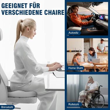 Ортопедична подушка для сидіння ADASSERA: зняття болю, підтримка куприка, покращення кровообігу, ергономічна, для офісу та авто