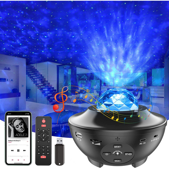 Світлодіодний проектор зоряного неба IKHDCYH Galaxy Light Bluetooth чорний