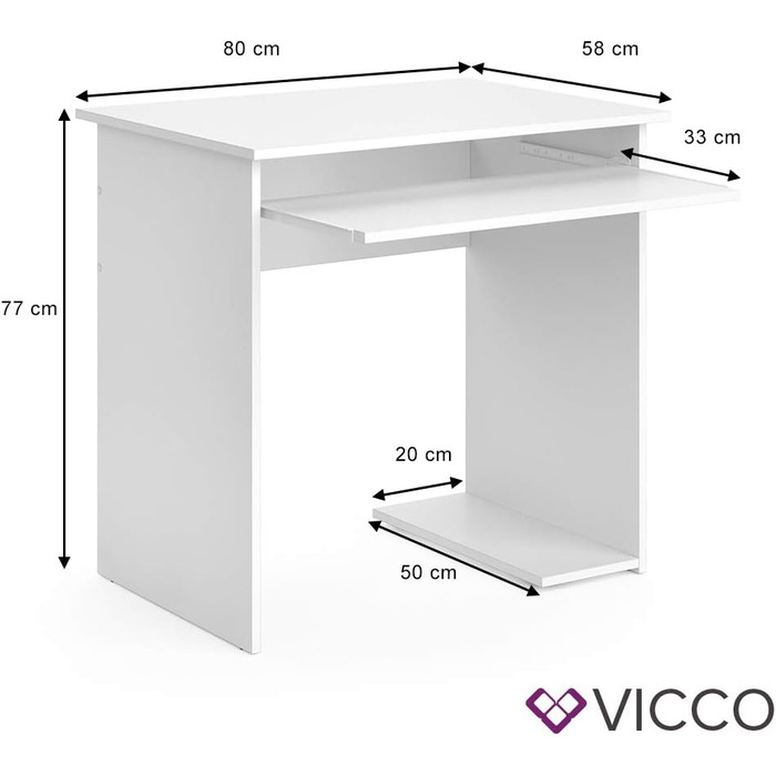 Стіл Vicco Nick, білий, 80x58 см