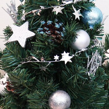 Штучна Різдвяна ялинка COM-FOUR з ялинковими кулями-прикрашена ялинка для різдвяних прикрас-Різдвяна ялинка для різдвяних прикрас (0 - 45 см-зелений / сріблястий / синій)