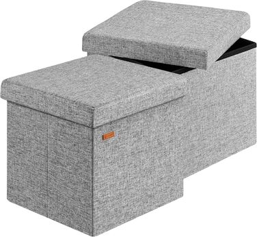 Пуф Casaria® з місцем для зберігання, білий, складний, з м'яким сидінням, 38x38 см. Підходить для спальні, вітальні, передпокою.