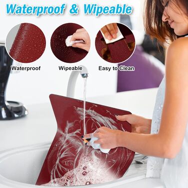 Набори підставки під тарілки 6 шт. з екошкіри, 43x30 см (червоний/сірий)