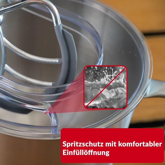 Кухонна машина Lehmann - планетарний міксер з набором аксесуарів - 3 насадки, кришка-розбризкувач, чаша 5л, 12 швидкостей, захист від перегріву, неслизька, червона