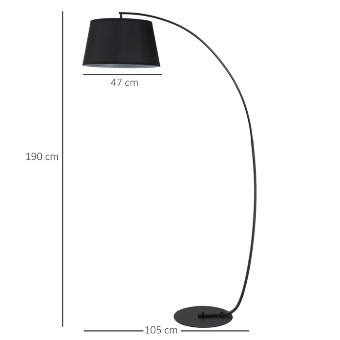 HOMCOM Arc Lamp Торшер Arc - Сучасний металевий дуговий світильник - Торшер металевий льон чорний