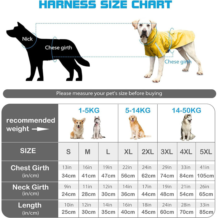 Дощовик для собак водонепроникне пальто з капюшоном і світловідбивачами для безпечних прогулянок (L, жовтий)