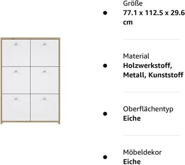 Комод FORTE BEST CHEST з 3 дверцятами та 2 шухлядами, інженерна деревина, 77,1 x 77,3 x 29,6 см (Дуб Ремісник / Білий, SQNK321-C804)