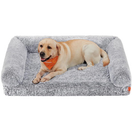 Лежак для собак Feandrea FluffyHug XL, знімний чохол, 106 x 80 x 23 см, сірий омбре