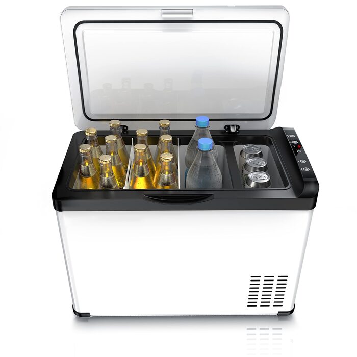 Автохолодильник Brandson ECO Kompressor XXL 30л електричний 12/24V – охолодження до -22°C для авто, кемпінгу, вантажівок, човнів (білий)