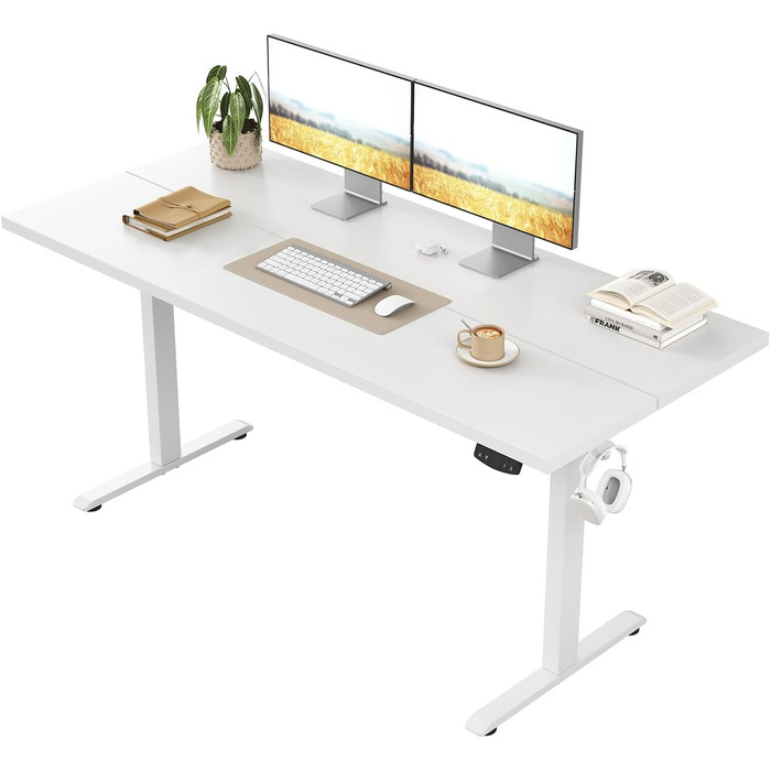 Регульований стіл Klicelor, електричний, стоячи/сидячи, офісний, з пам'яттю, 100 x 60 см, білий