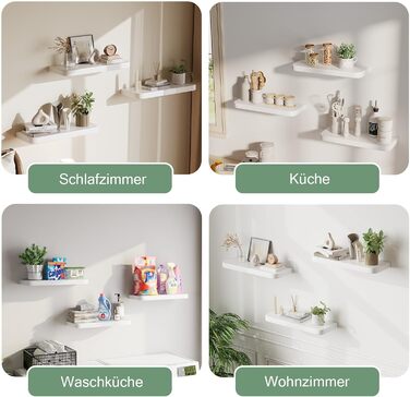 Набір полиць на стіну Wandregal з дерева (3 шт) білі, плаваючі полиці з прихованим кріпленням для вітальні, спальні, кухні, для книг та декору