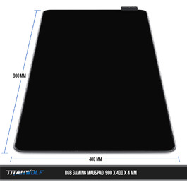 Кисмат TITANWOLF XXXL RGB ігровий килимок для миші – 1200 x 600 мм, LED, 7 кольорів, 4 режими, гумова основа, миється (Black Pro)