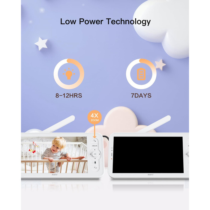 Радіоняня ARENTI з 2 камерами та додатком 2K/3MP, 5