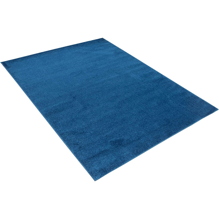 Флоридський килим TAPISO з коротким ворсом для спальні, вітальні, дитячої, підліткової спальні, світлий однотонний сучасний дизайн, Екотекс (140 х 190 см, синій)