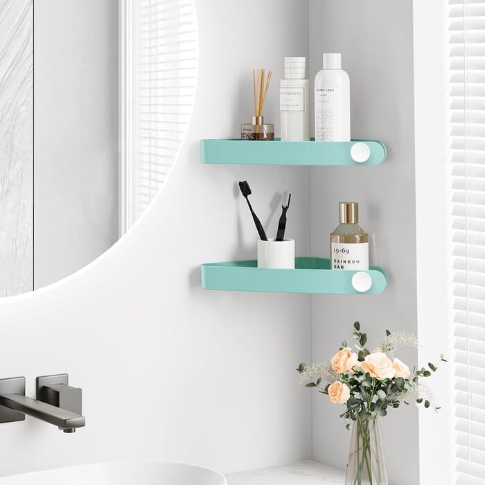 Дзеркальна поличка для душу Sotfamily без свердління (90°), 2 шт., блакитна